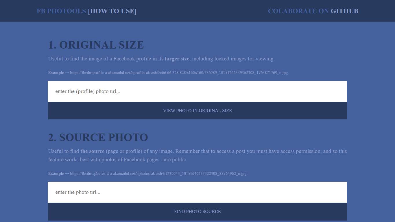 Facebook Photools | Original size and source of Facebook photos